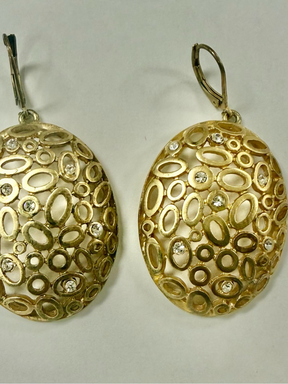 Elegant gold-tone oval drop earrings with Clear Crystals from Macys